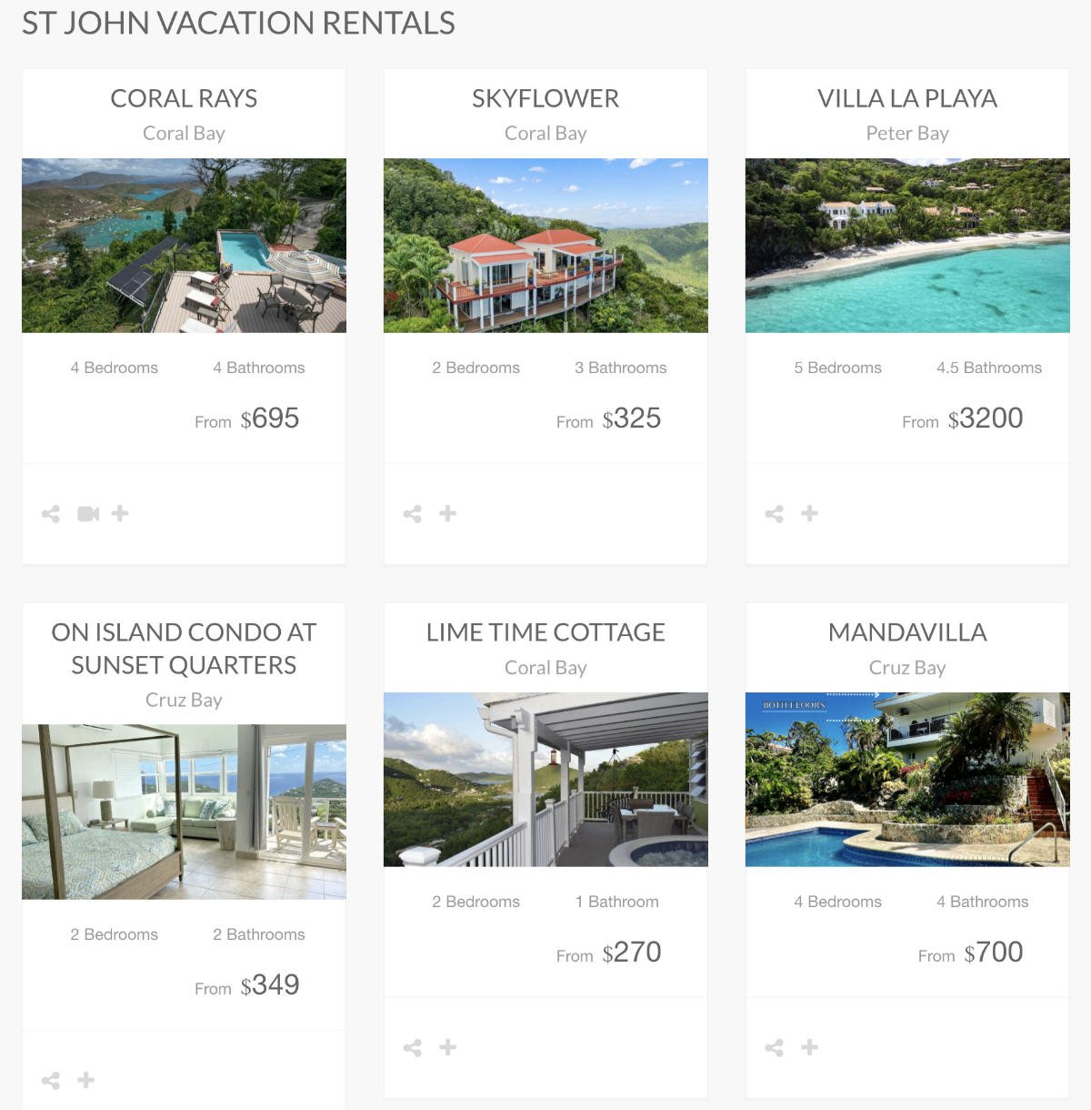 St John house rentals